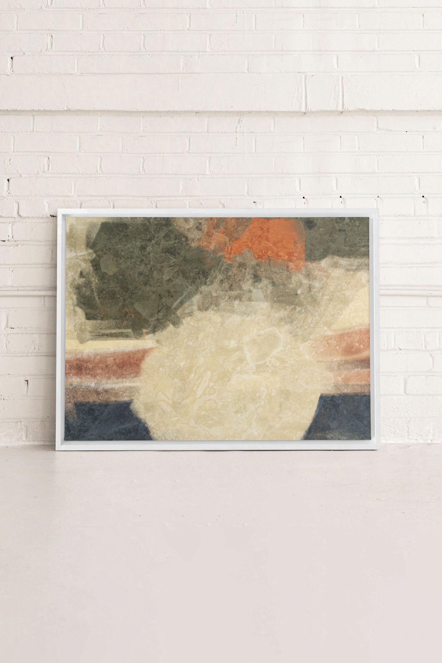 ORGANIQUE, Oeuvre sur toile étirée, encadré Blanc