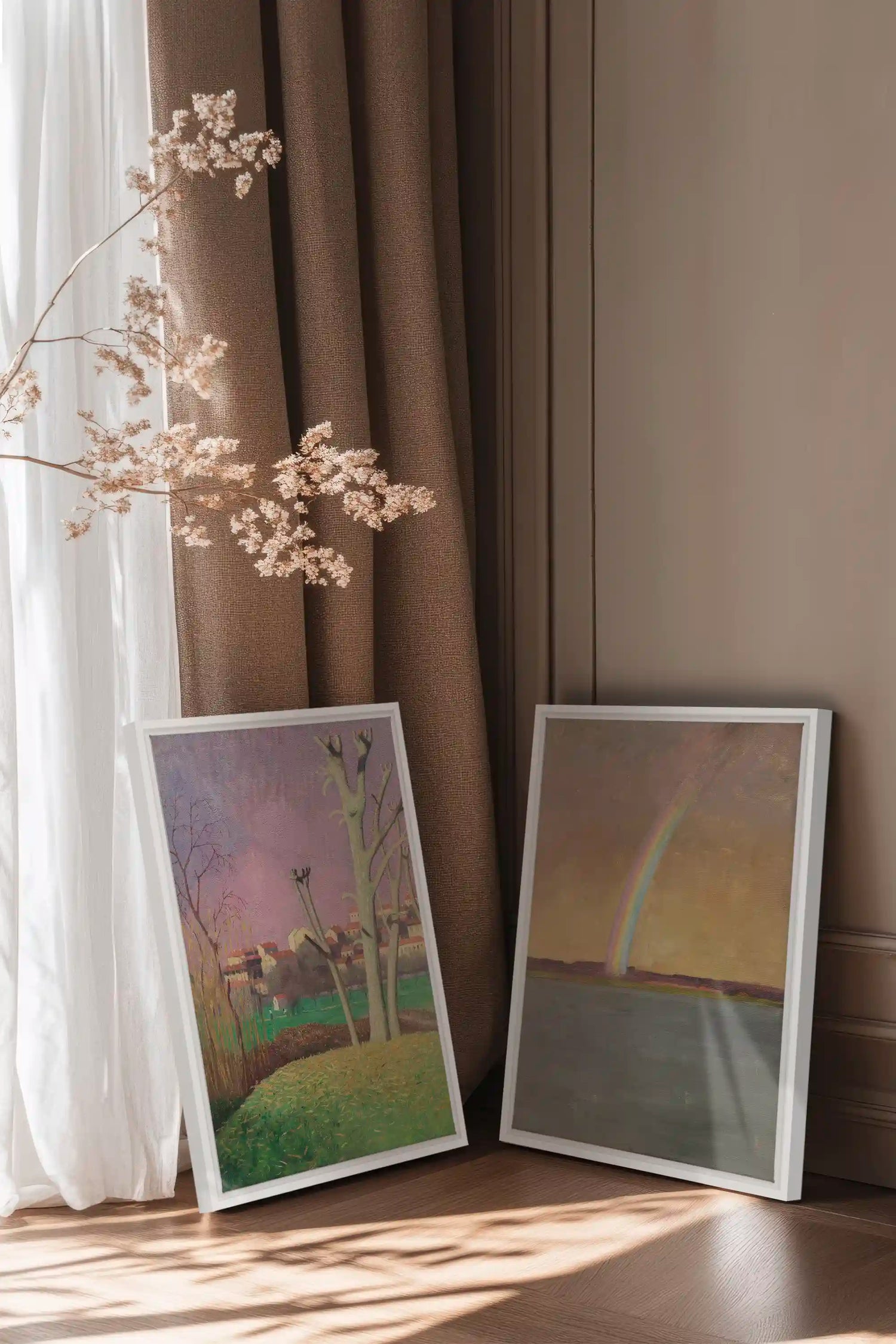 BOUND BY LIGHT DUO, 2 Works on stretched canvas, framed White