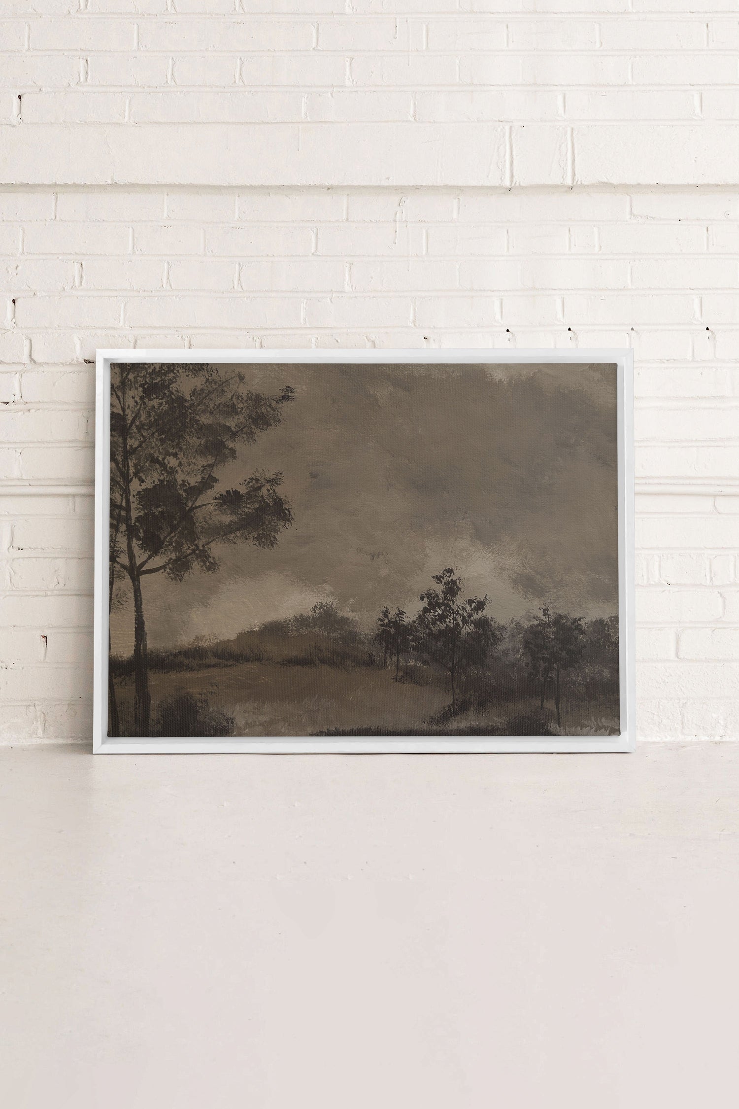 OLEKA CANVAS - HAZY WOODS, Oeuvre sur toile étirée, encadré Blanc