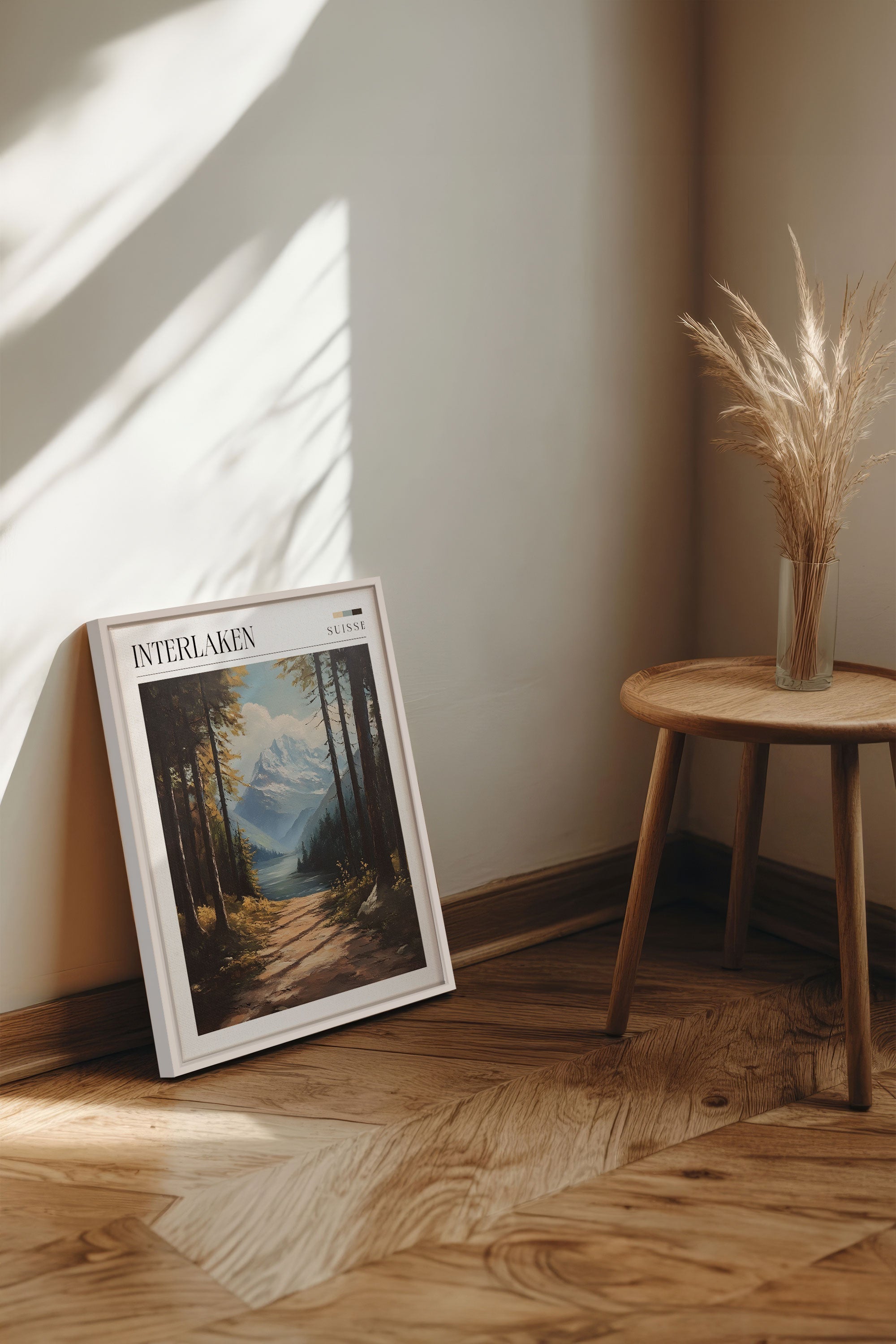 OLEKA CANVAS - INTERLAKEN, Oeuvre sur toile étirée, encadré Blanc