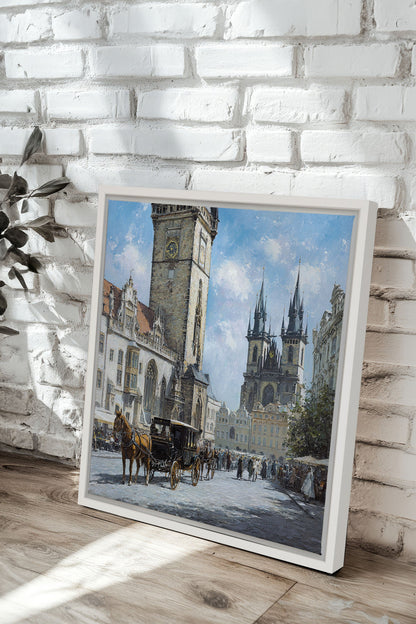 OLEKA CANVAS - PLACE DU TEMPS, Oeuvre sur toile étirée, encadré Blanc