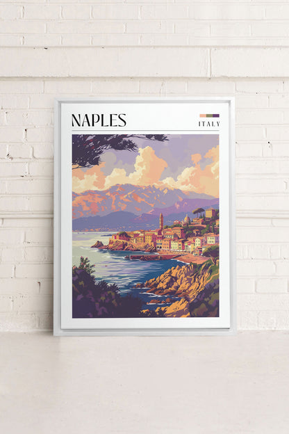OLEKA CANVAS - Naples, Oeuvre sur toile étirée, encadré Blanc