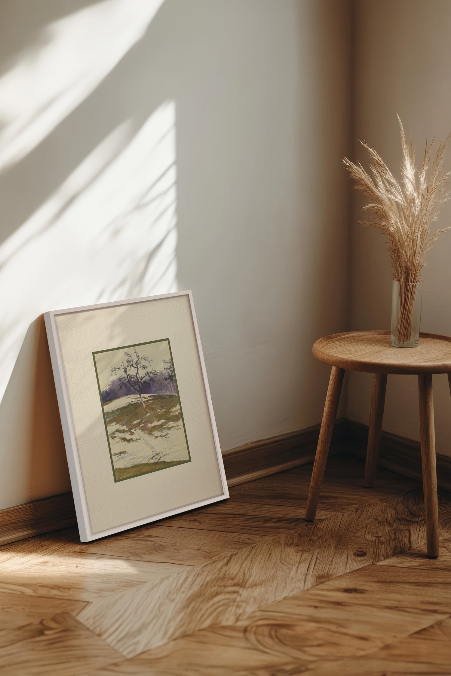 VESTIGE DE SAISON, Oeuvre sur toile étirée, encadré Blanc