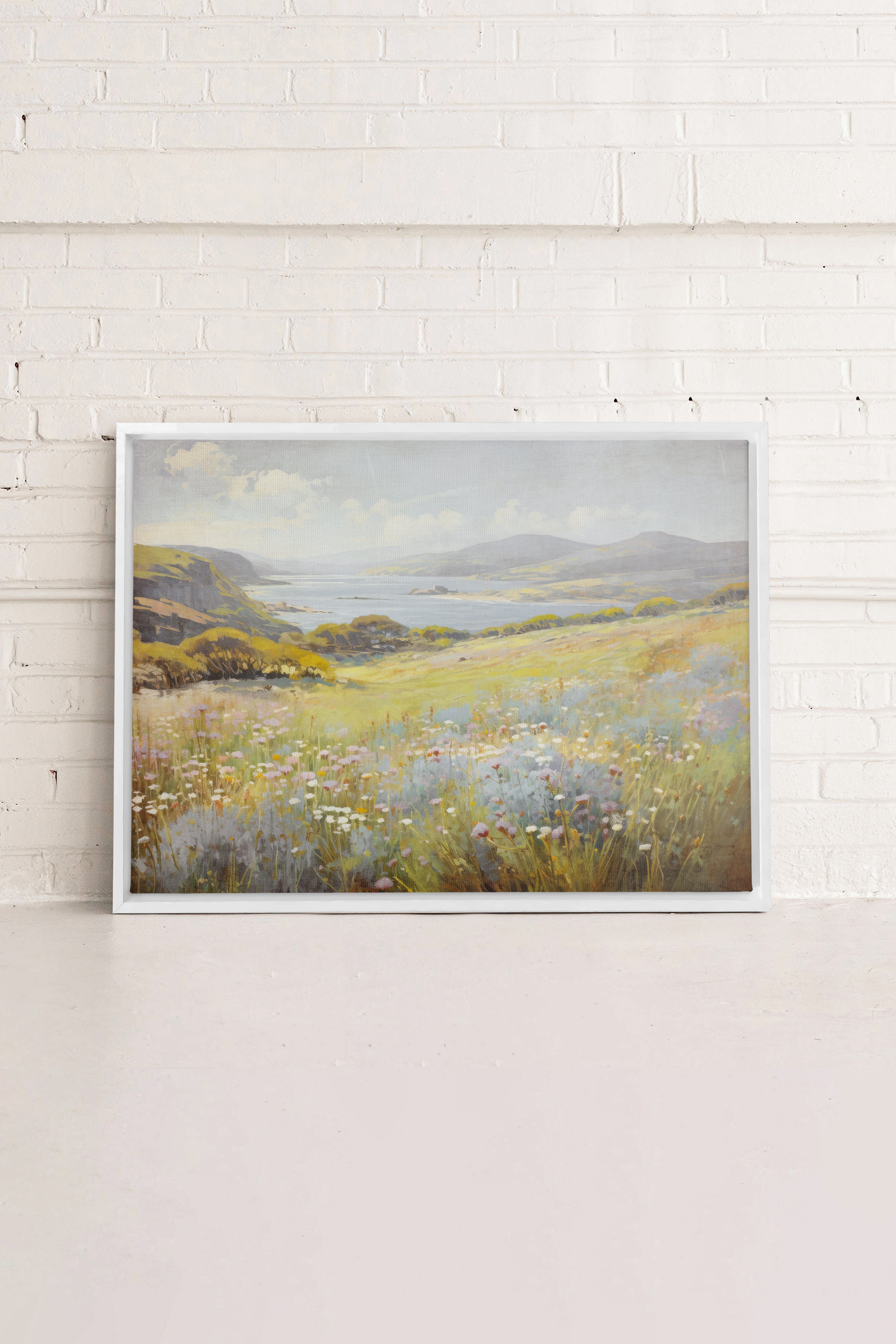 OLEKA CANVAS - Cascade retreat, Oeuvre sur toile étirée, encadré Blanc