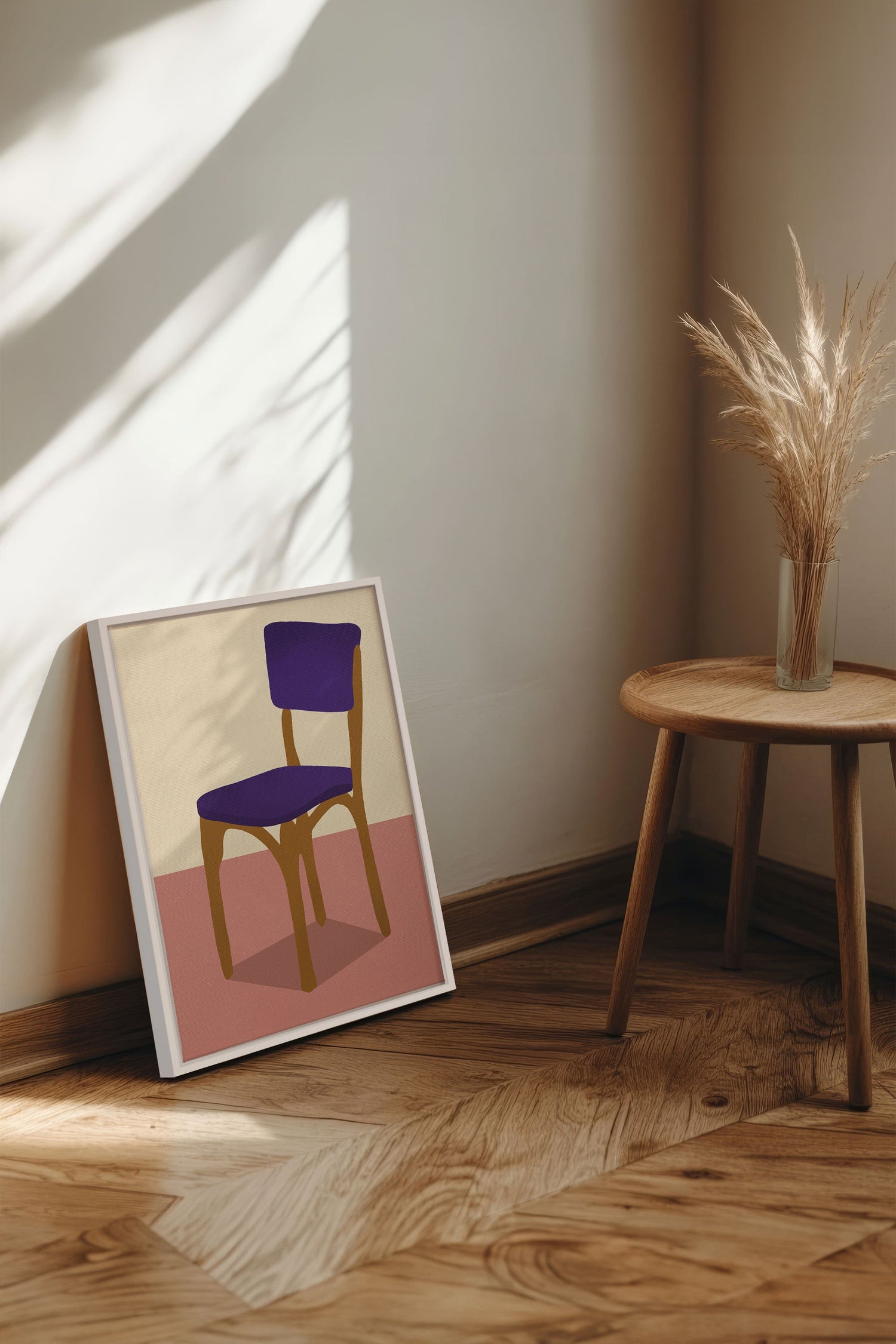 OLEKA CANVAS - MIDNIGHT CHAIR, Oeuvre sur toile étirée, encadré Blanc
