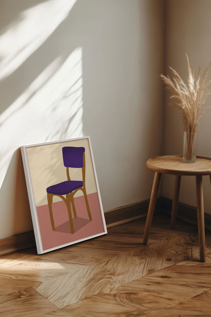 OLEKA CANVAS - MIDNIGHT CHAIR, Oeuvre sur toile étirée, encadré Blanc