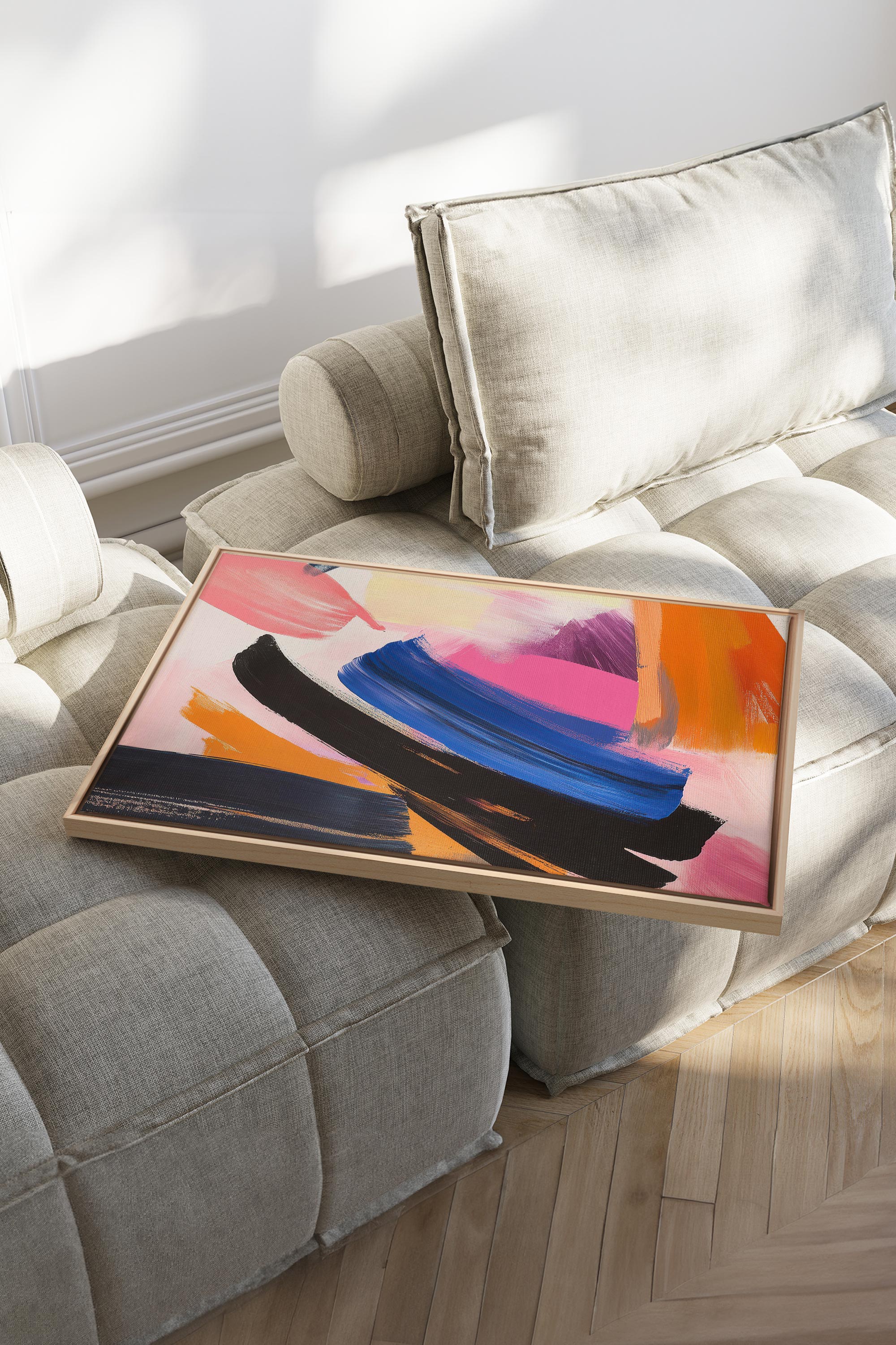 OLEKA CANVAS - CREATIVE PULSE, Oeuvre sur toile étirée, encadré Naturel Clair