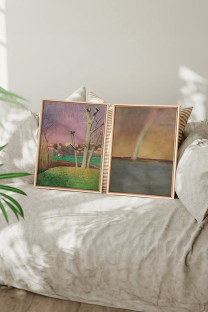 BOUND BY LIGHT, 2 Works on stretched canvas, framed Naturel Clair
