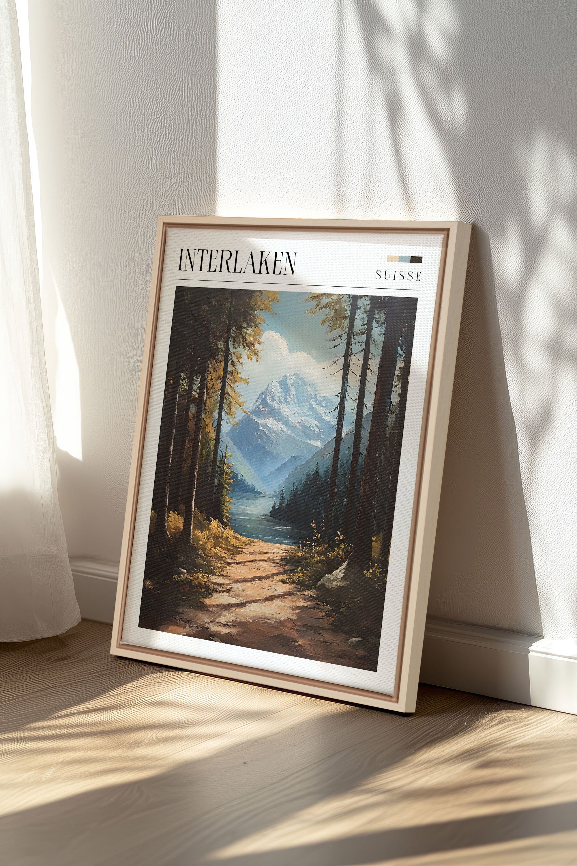 OLEKA CANVAS - INTERLAKEN, Oeuvre sur toile étirée, encadré Naturel Clair