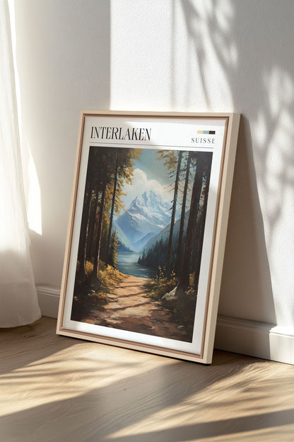 OLEKA CANVAS - INTERLAKEN, Oeuvre sur toile étirée, encadré Naturel Clair