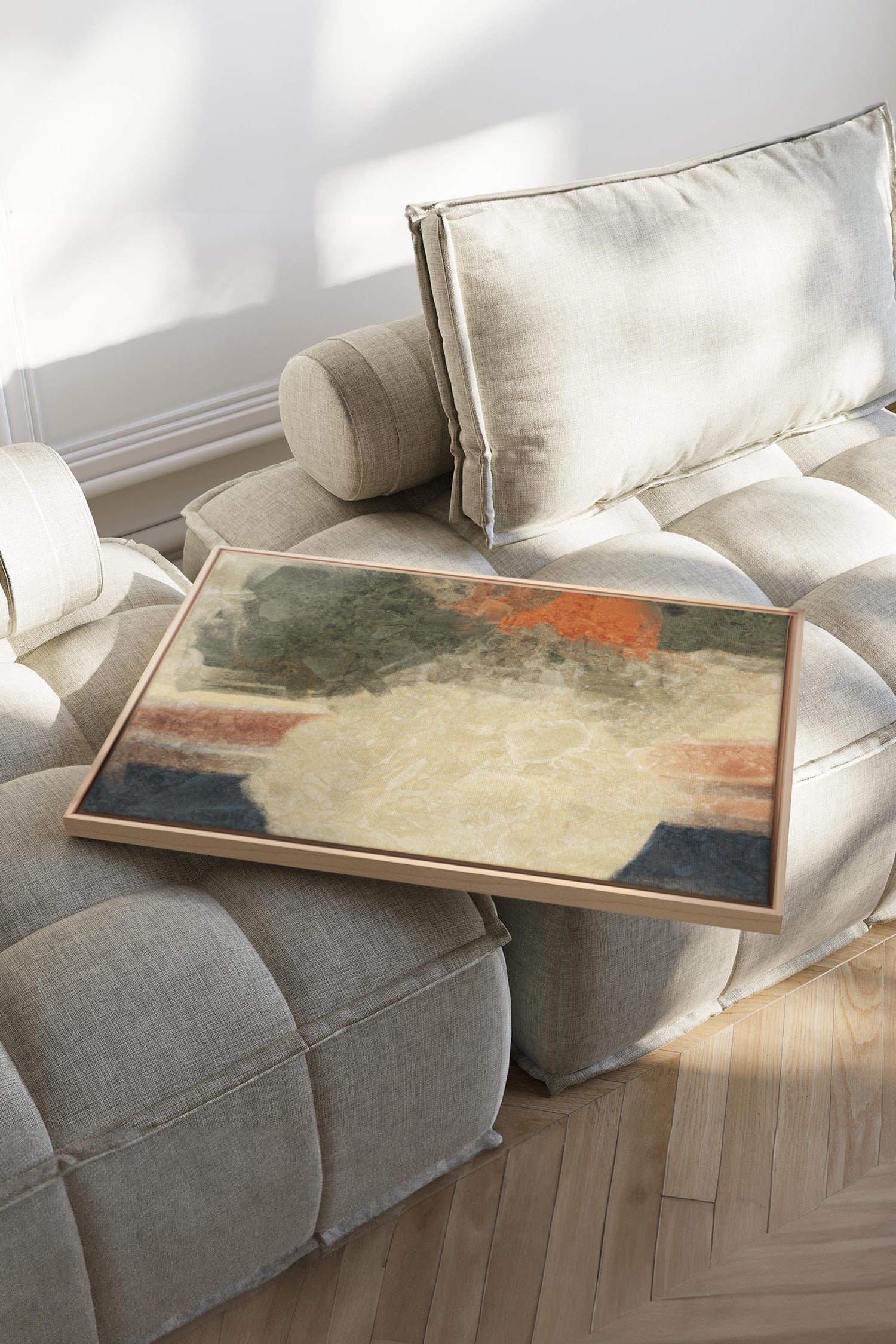 OLEKA CANVAS - ORGANIQUE, Oeuvre sur toile étirée, encadré Naturel Clair