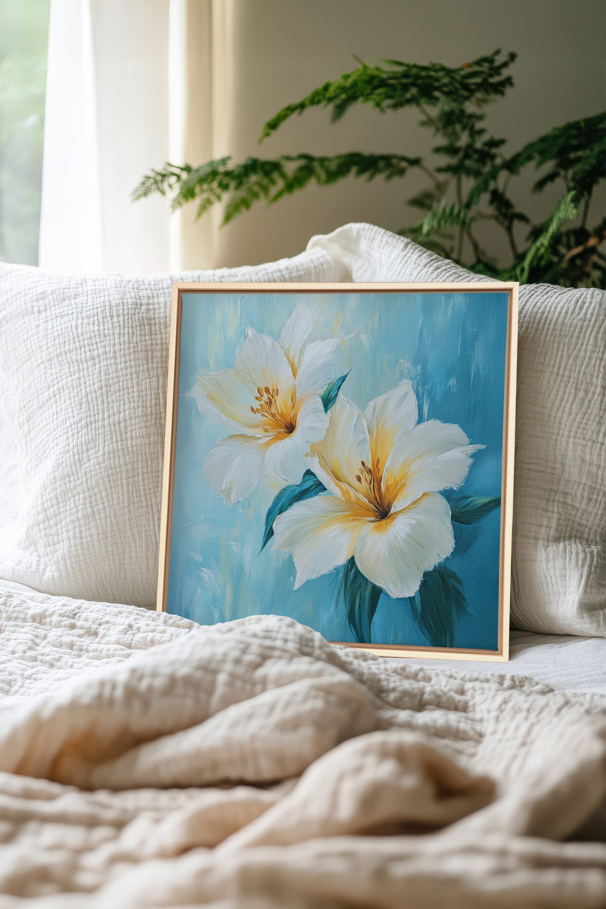 OLEKA CANVAS - AURORE FLORALE, Oeuvre sur toile étirée, encadré Naturel Clair