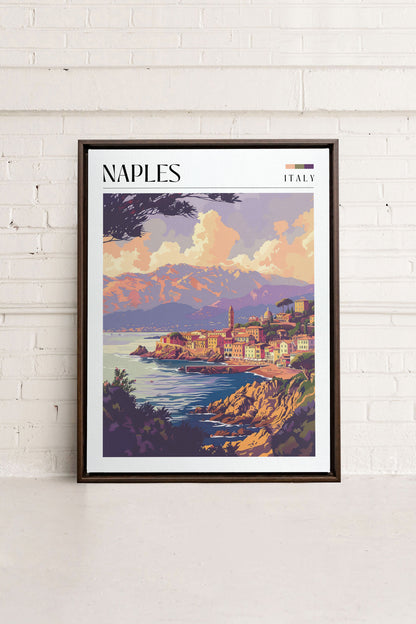 OLEKA CANVAS - Naples, Oeuvre sur toile étirée, encadré Brun Noyer