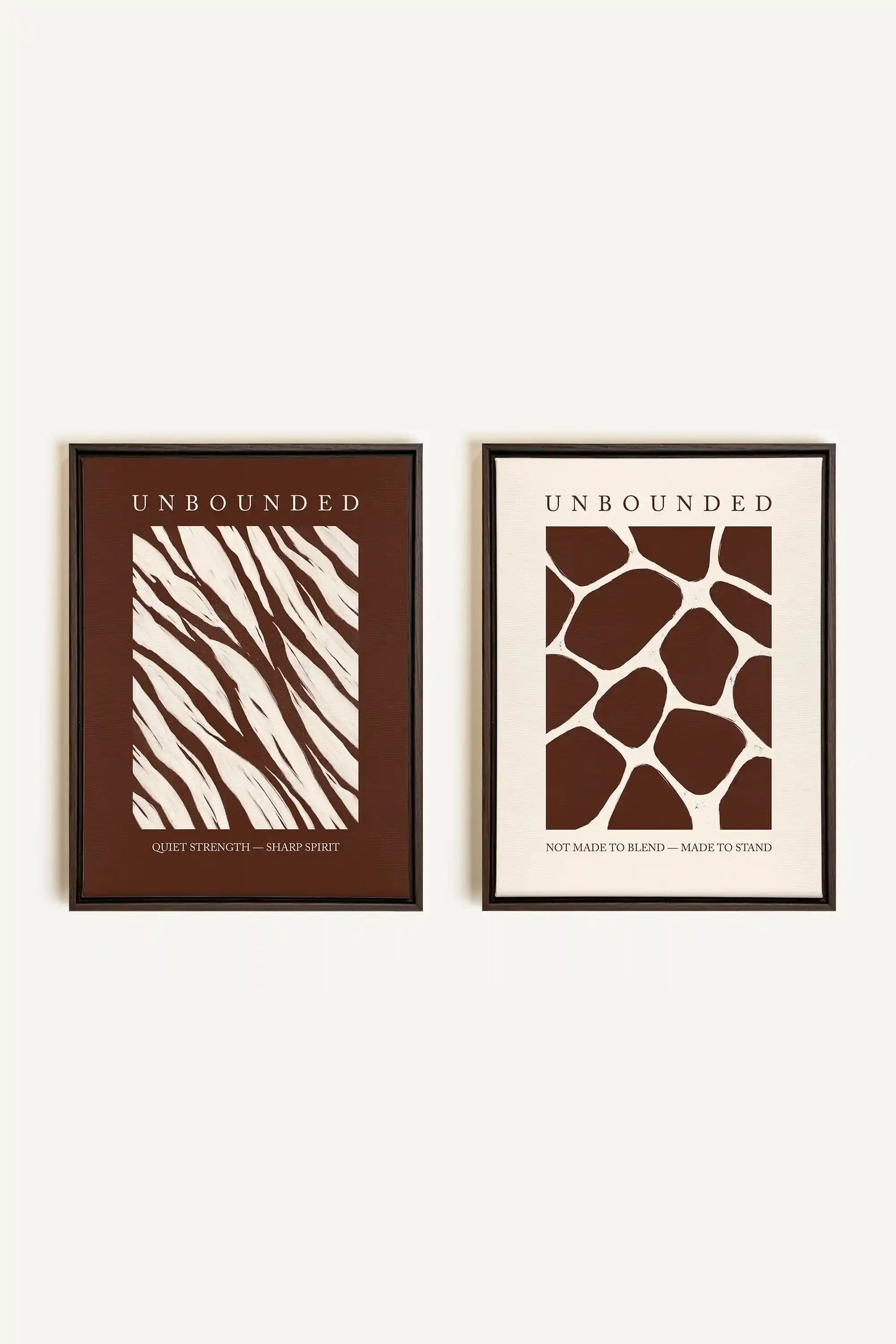 UNBOUNDED DUO, 2 Works on stretched canvas, framed Walnut Brown