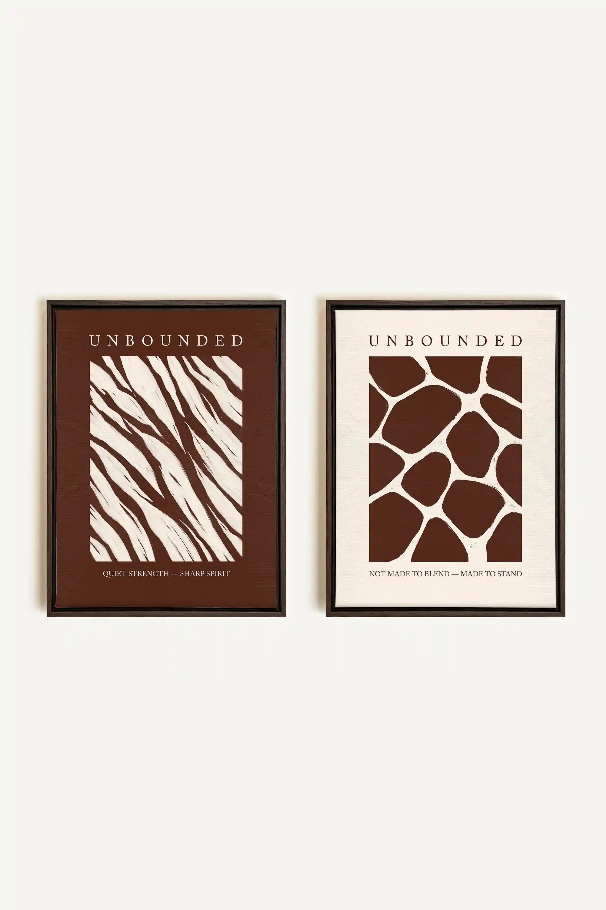 UNBOUNDED DUO, 2 Works on stretched canvas, framed Walnut Brown