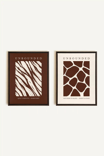UNBOUNDED DUO, 2 Works on stretched canvas, framed Walnut Brown