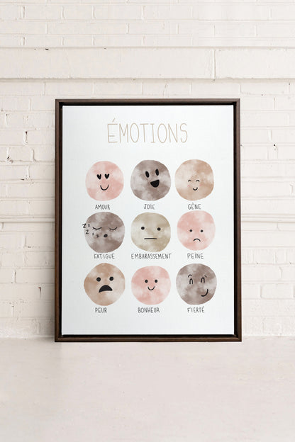 OLEKA CANVAS - ÉMOTIONS, Oeuvre sur toile étirée, encadré Brun Noyer