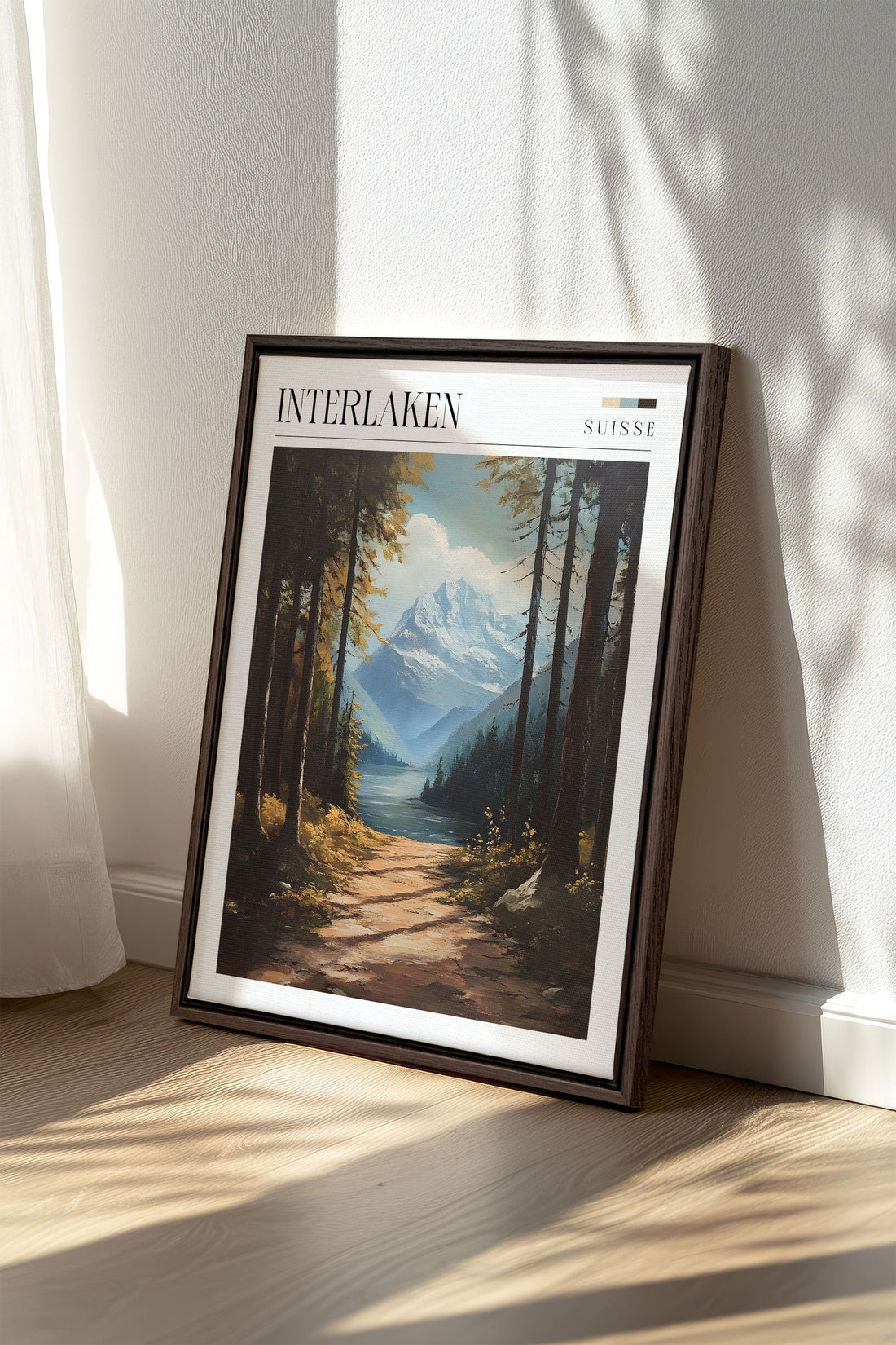 OLEKA CANVAS - INTERLAKEN, Oeuvre sur toile étirée, encadré Brun Noyer