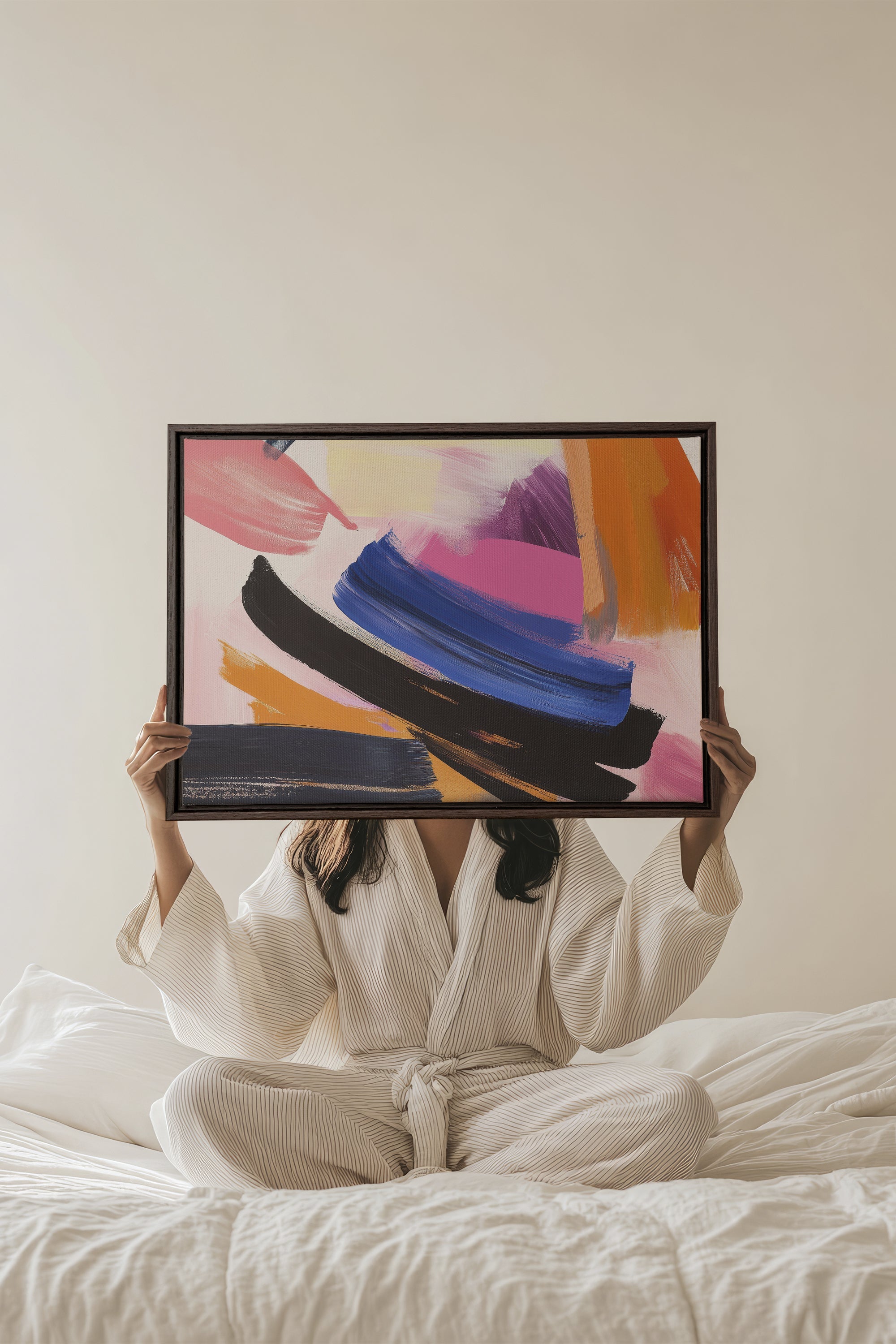 OLEKA CANVAS - CREATIVE PULSE, Oeuvre sur toile étirée, encadré Brun Noyer