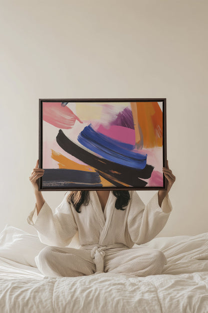 OLEKA CANVAS - CREATIVE PULSE, Oeuvre sur toile étirée, encadré Brun Noyer