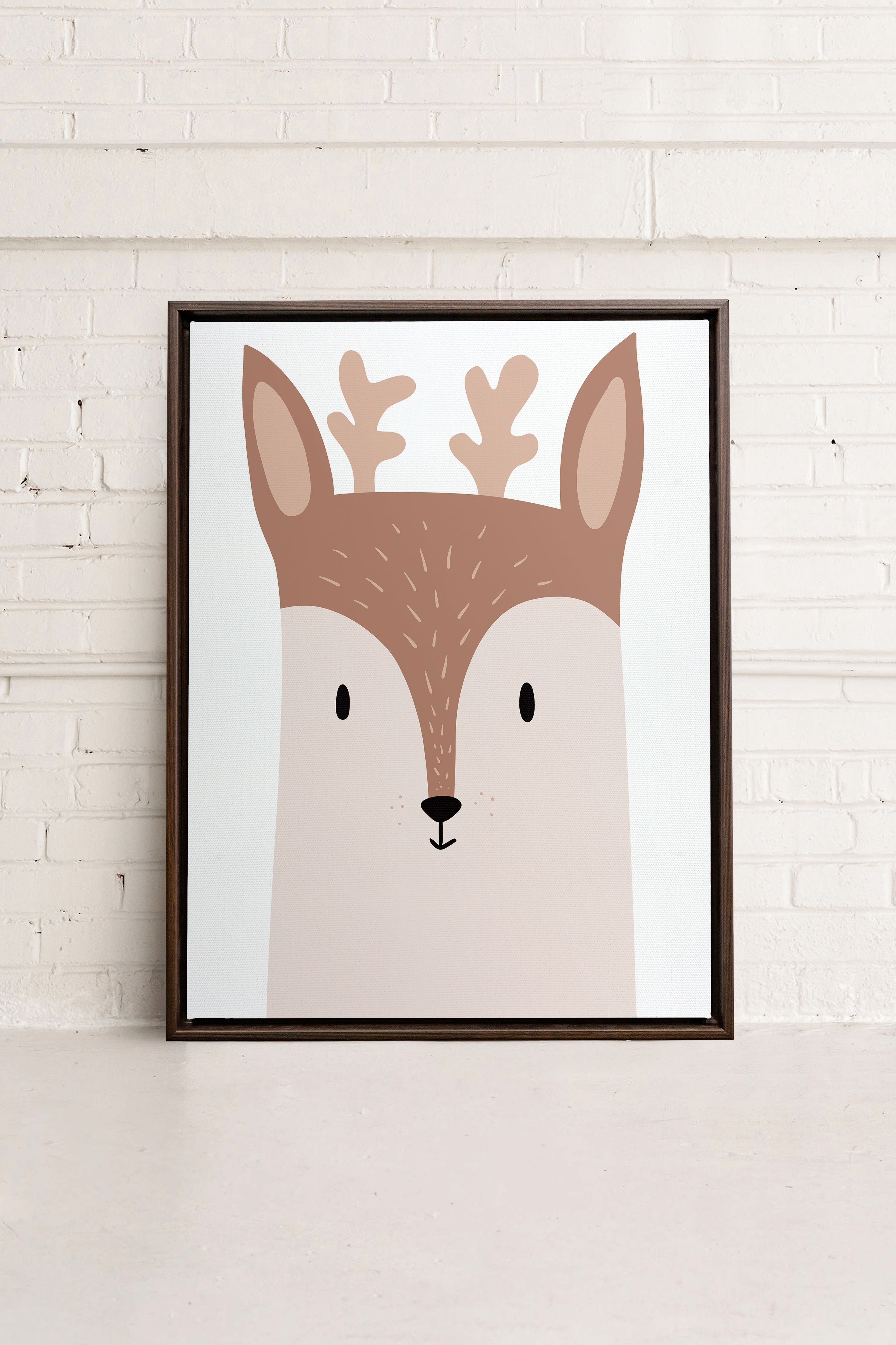 OLEKA CANVAS - CHEVREUIL, Oeuvre sur toile étirée, encadré Brun Noyer
