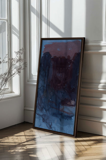 BURNT NIGHTFALL, Artwork on stretched canvas, framed in Walnut Brown