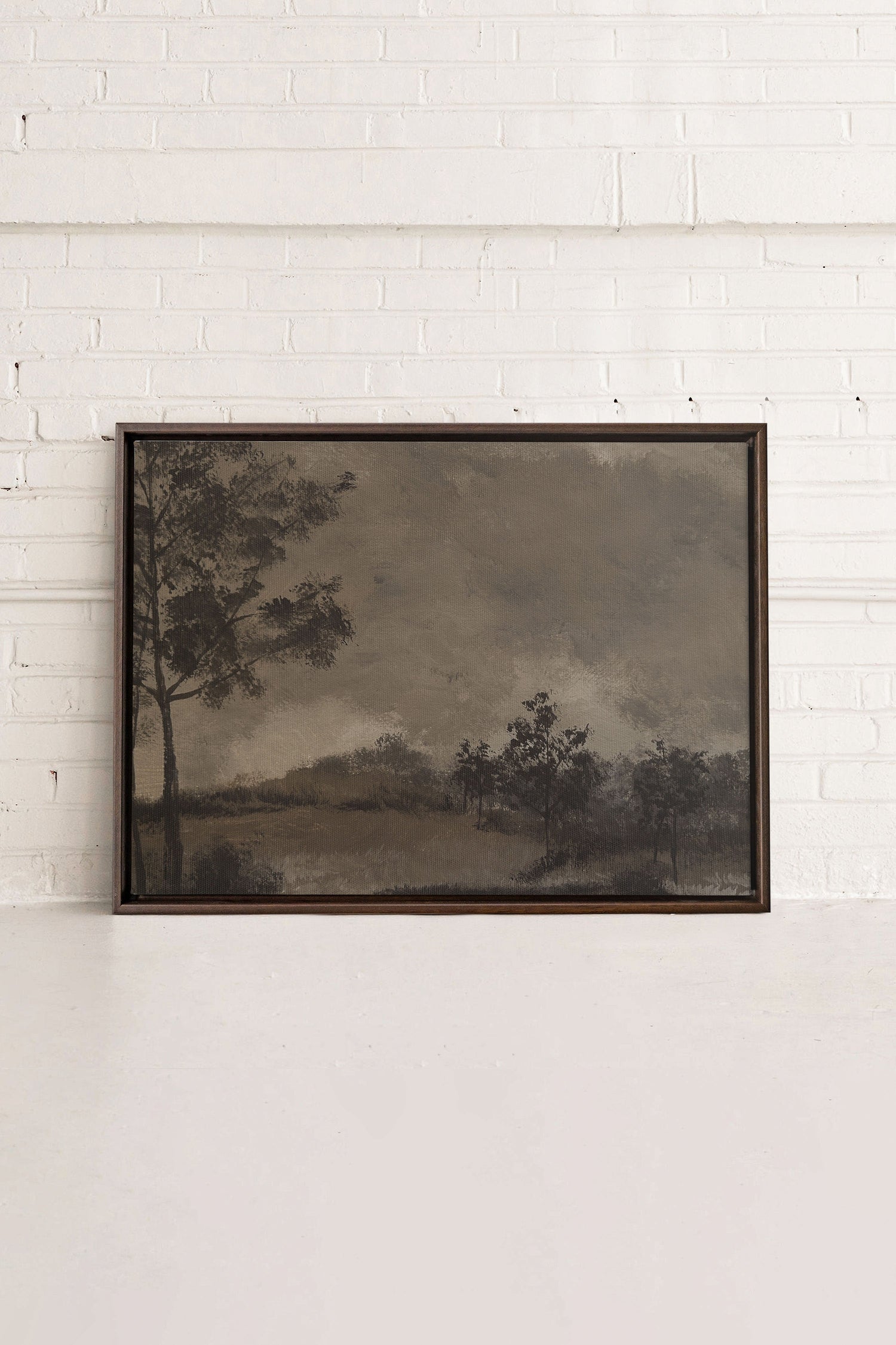 OLEKA CANVAS - HAZY WOODS, Oeuvre sur toile étirée, encadré Brun Noyer