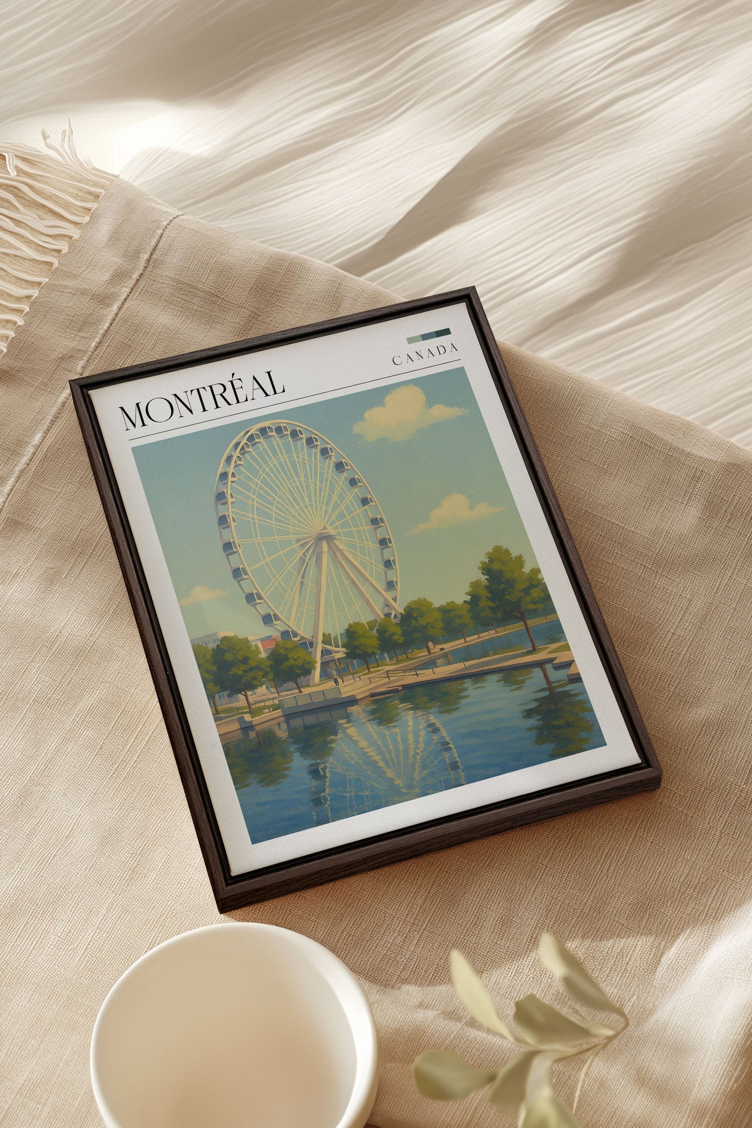 OLEKA CANVAS - MONTRÉAL, Oeuvre sur toile étirée, encadré Brun Noyer