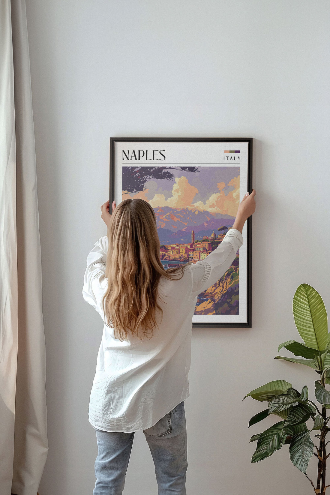 OLEKA CANVAS - Naples, Oeuvre sur toile étirée, encadré Noir