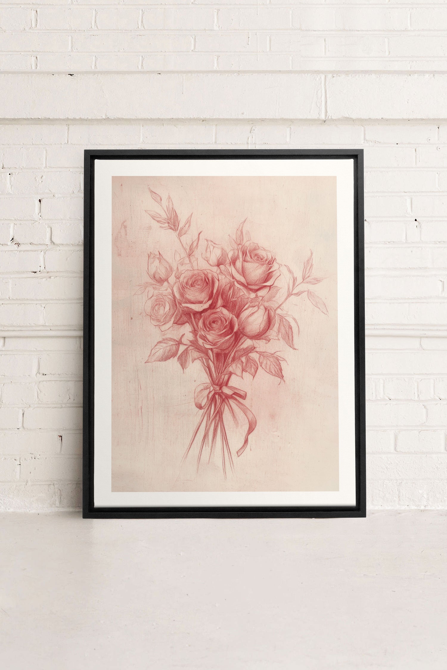 OLEKA CANVAS - ÉCLATS DE ROSES, Oeuvre sur toile étirée, encadré Noir