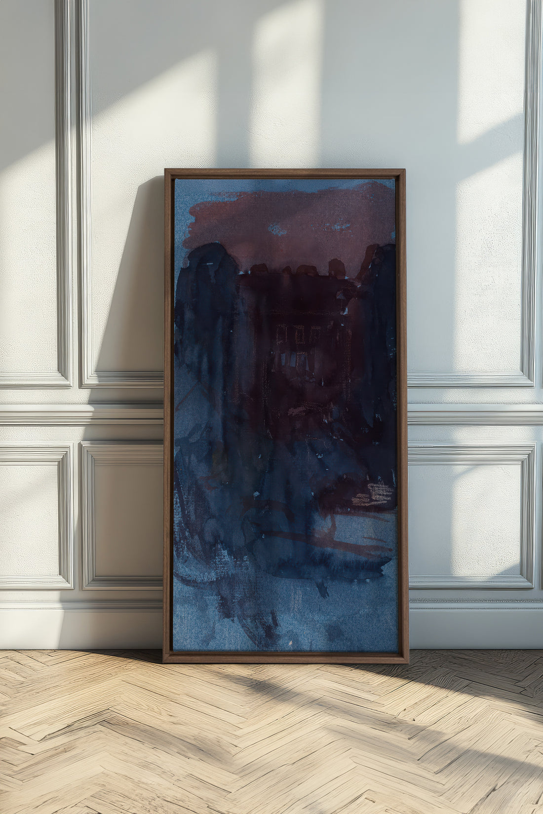 BURNT NIGHTFALL, Oeuvre sur toile étirée, encadré Brun Chêne