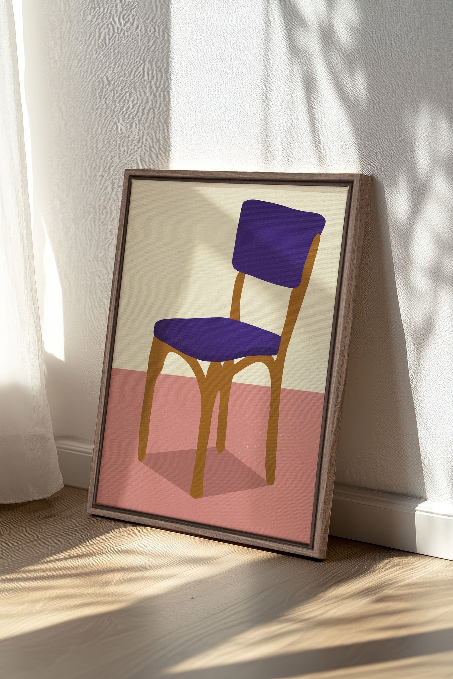 OLEKA CANVAS - MIDNIGHT CHAIR, Oeuvre sur toile étirée, encadré Brun Chêne