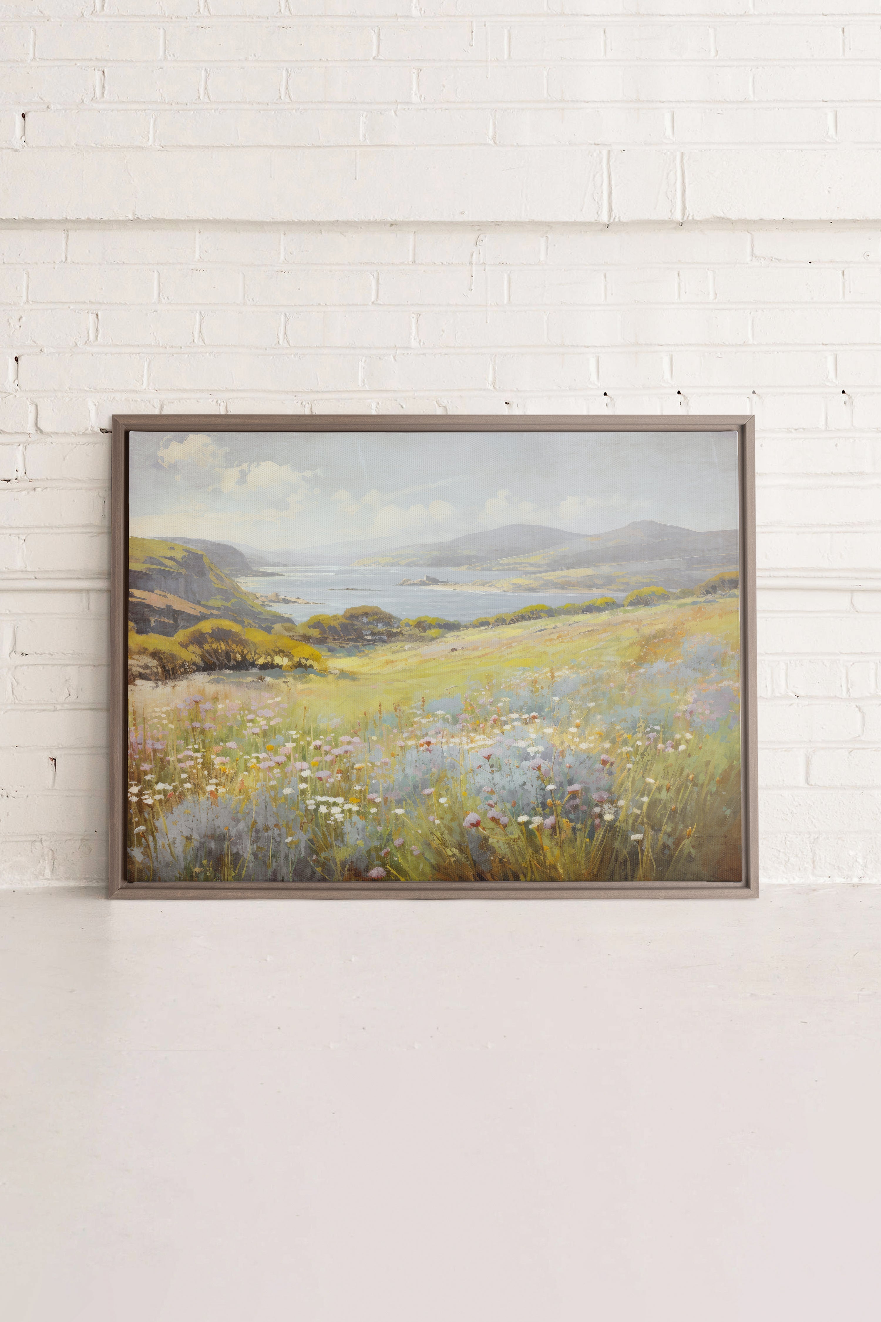 OLEKA CANVAS - Cascade retreat, Oeuvre sur toile étirée, encadré Brun Chêne