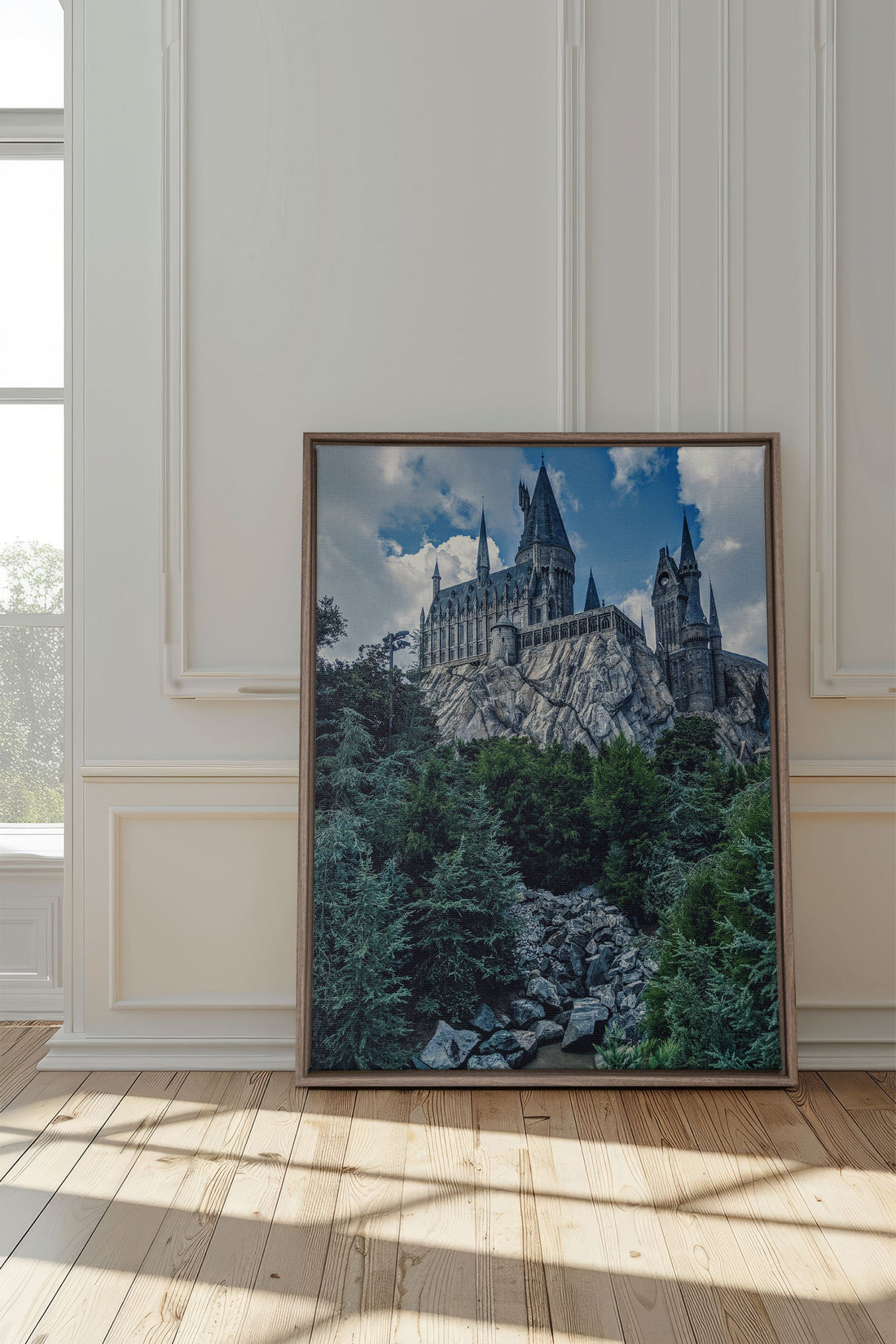 OLEKA CANVAS - FORTRESS OF KNOWLEDGE, Oeuvre sur toile étirée, encadré Brun Chêne