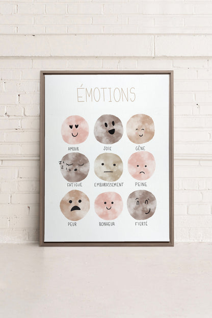 OLEKA CANVAS - ÉMOTIONS, Oeuvre sur toile étirée, encadré Brun Chêne