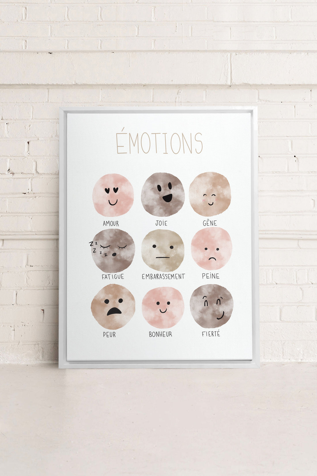 OLEKA CANVAS - ÉMOTIONS, Oeuvre sur toile étirée, encadré Blanc