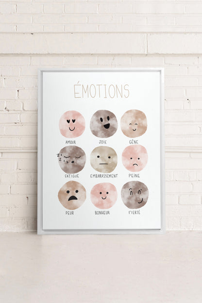 OLEKA CANVAS - ÉMOTIONS, Oeuvre sur toile étirée, encadré Blanc