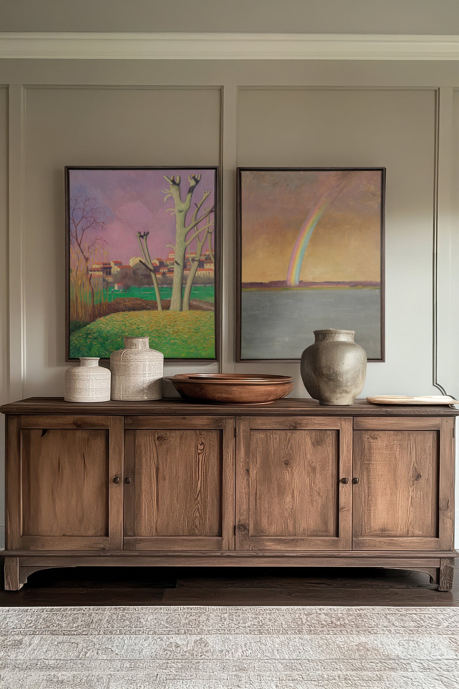 BOUND BY LIGHT DUO, Oeuvre sur toile étirée, encadré Brun Noyer