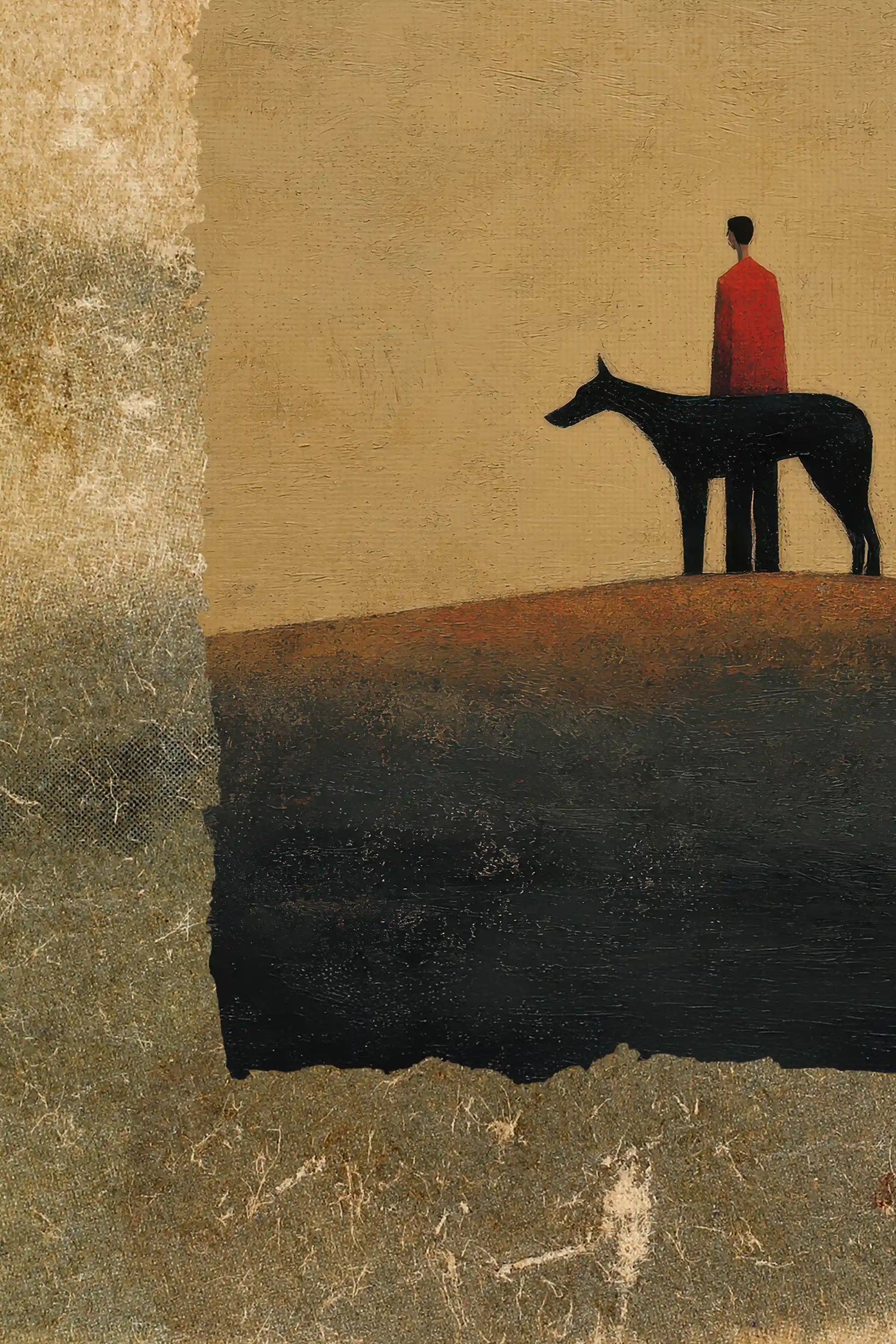 KEEPER OF THE EDGE, Artwork on rigid canvas, framed in Vintage Gold