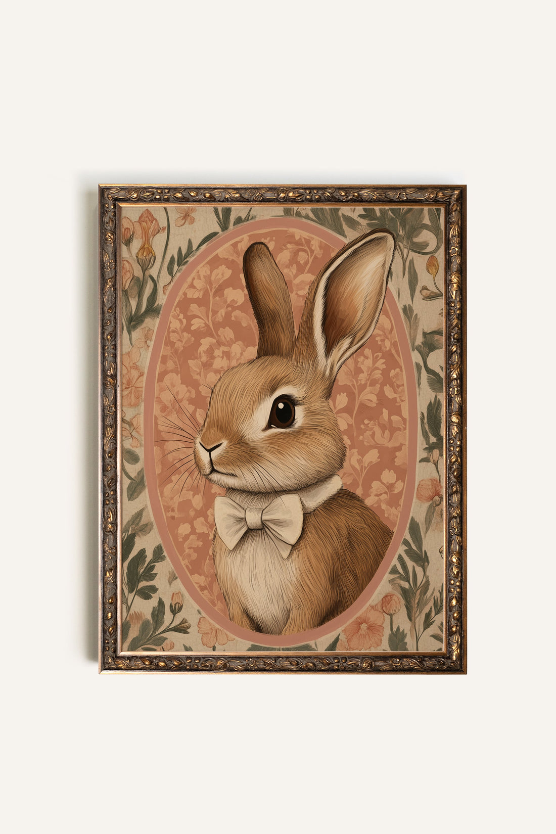 LAPIN ÉLÉGANT, Oeuvre sur toile rigide, encadré Vintage Bronze