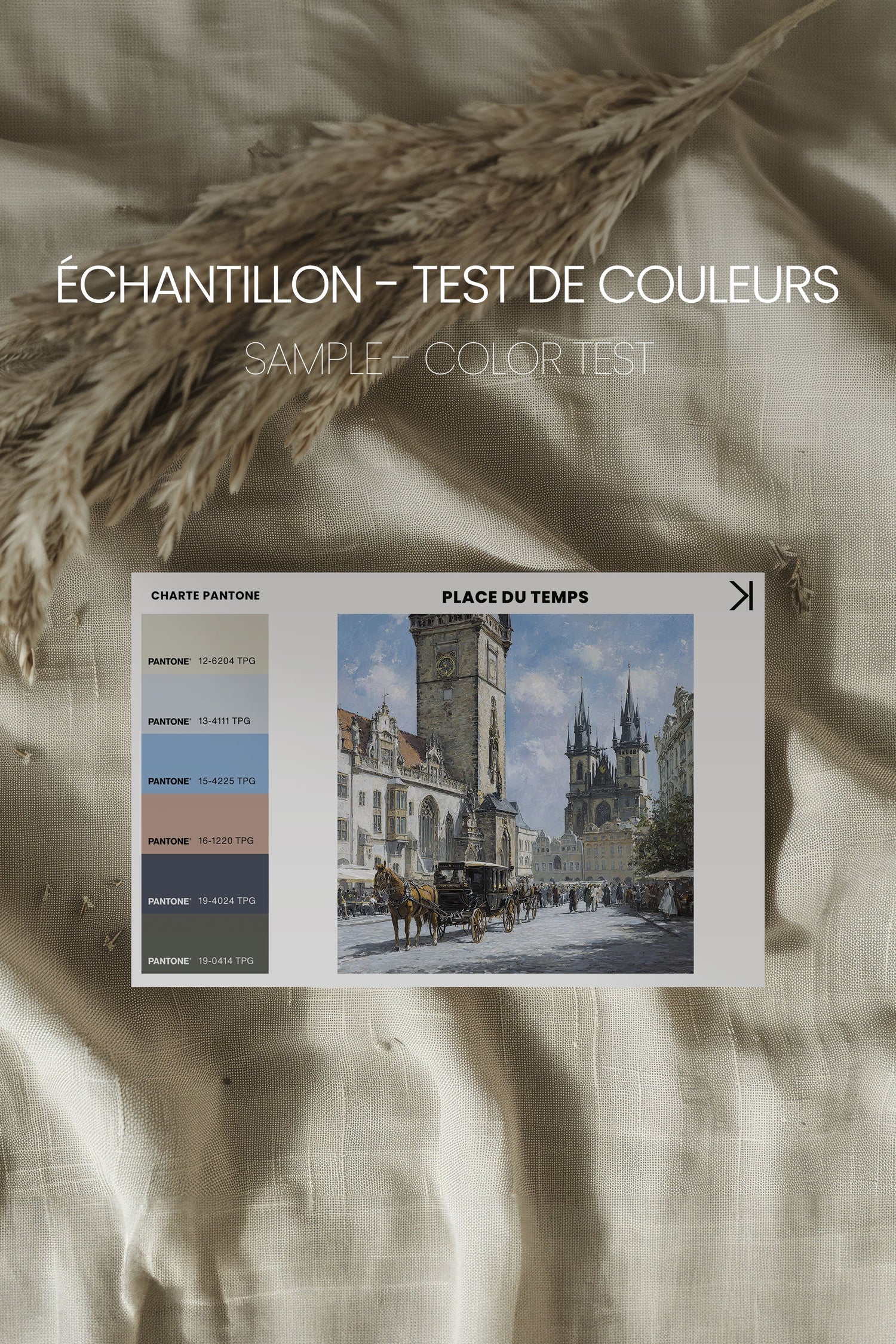 OLEKA CANVAS - PLACE DU TEMPS, Oeuvre sur toile étirée, encadré Brun Noyer