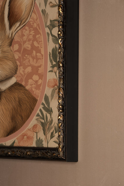 LAPIN ÉLÉGANT, Artwork on rigid canvas, framed in Vintage Bronze