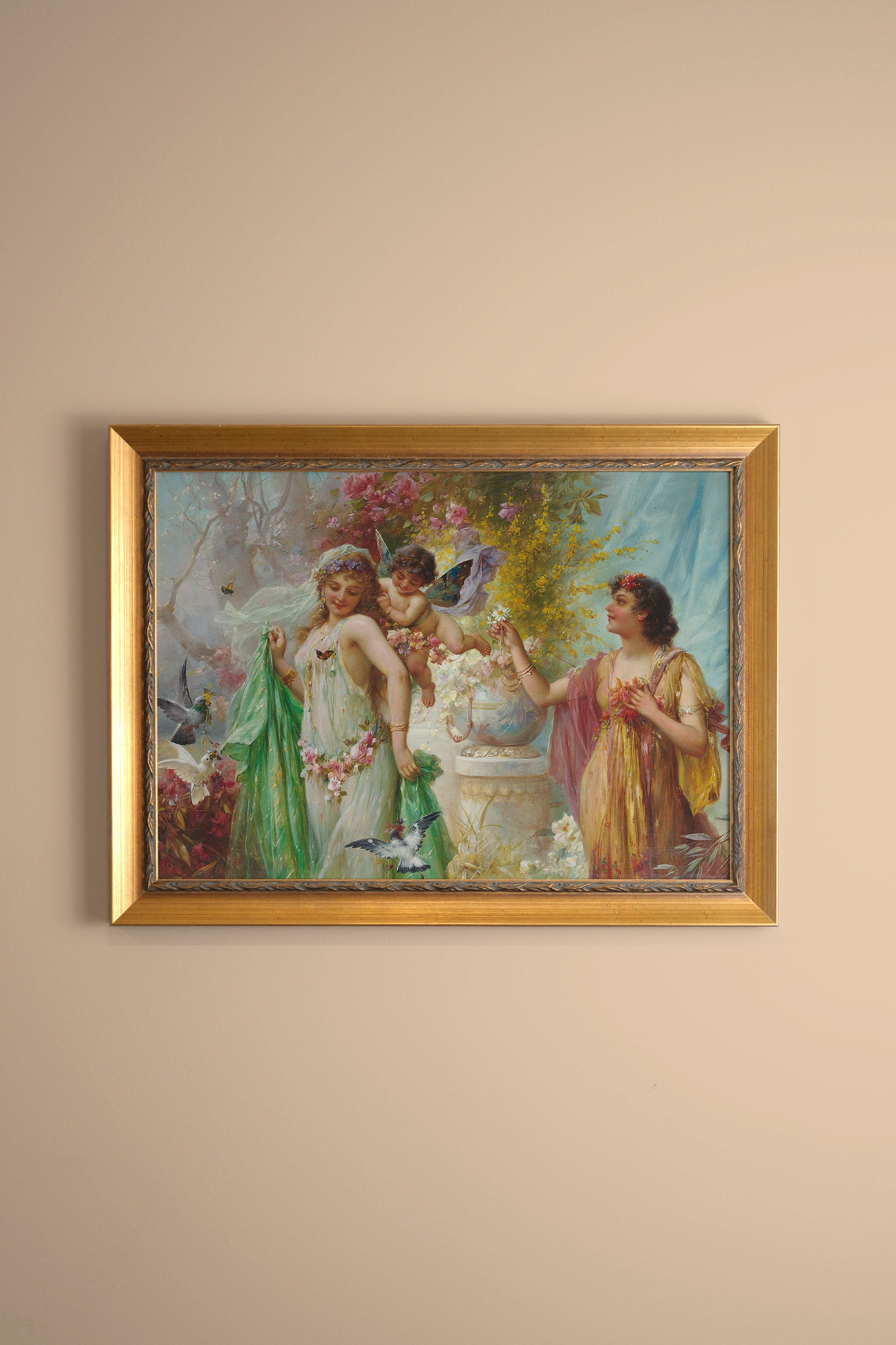 FÉERIE ANTIQUE, Oeuvre sur toile rigide, encadré Vintage Or