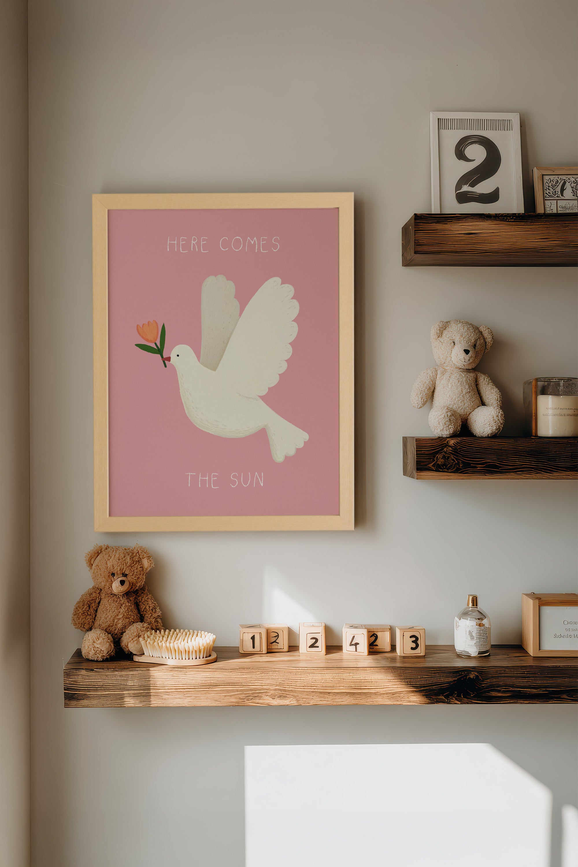 COLOMBE DU SOLEIL, Artwork on rigid canvas, framed in Natural Light