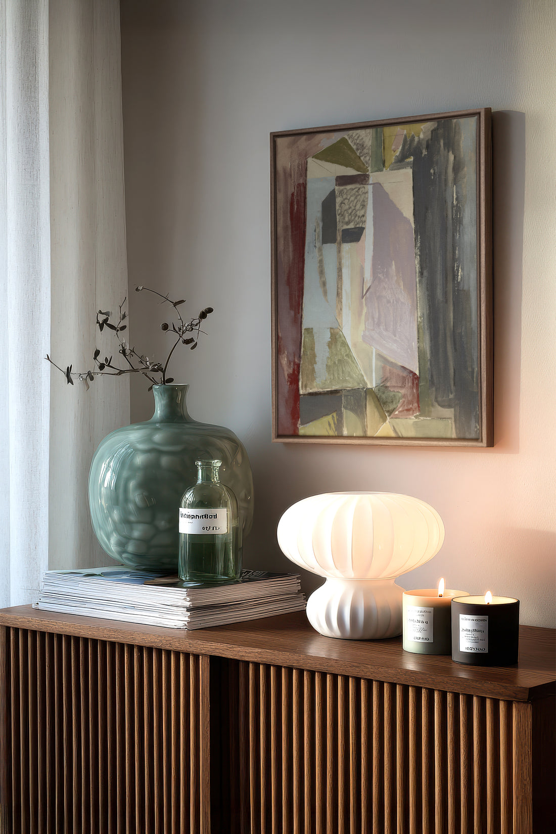 WINTER FRAGMENTS, Oeuvre sur toile étirée, encadré Brun Chêne