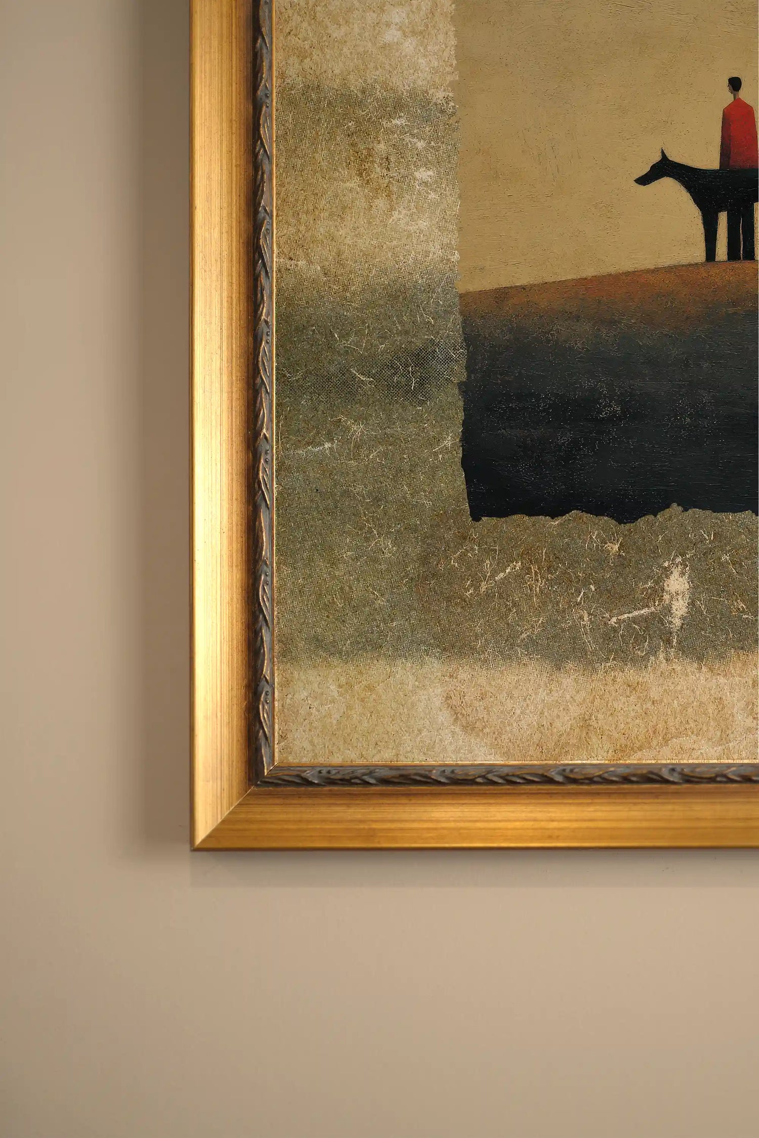 KEEPER OF THE EDGE, Artwork on rigid canvas, framed in Vintage Gold