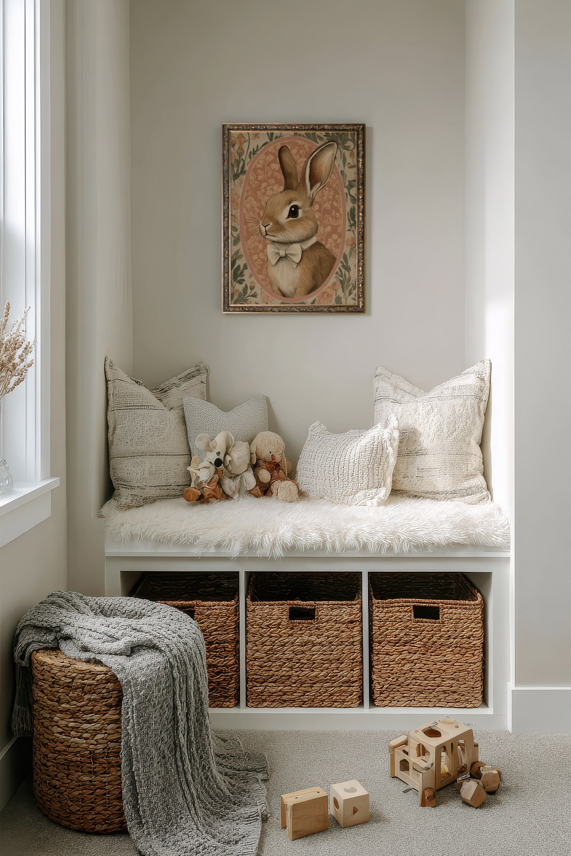 LAPIN ÉLÉGANT, Artwork on rigid canvas, framed in Vintage Bronze