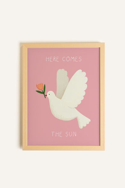 COLOMBE DU SOLEIL, Artwork on rigid canvas, framed in Natural Light