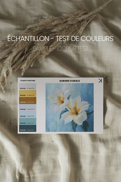 OLEKA CANVAS - AURORE FLORALE, Oeuvre sur toile étirée, encadré Brun Noyer