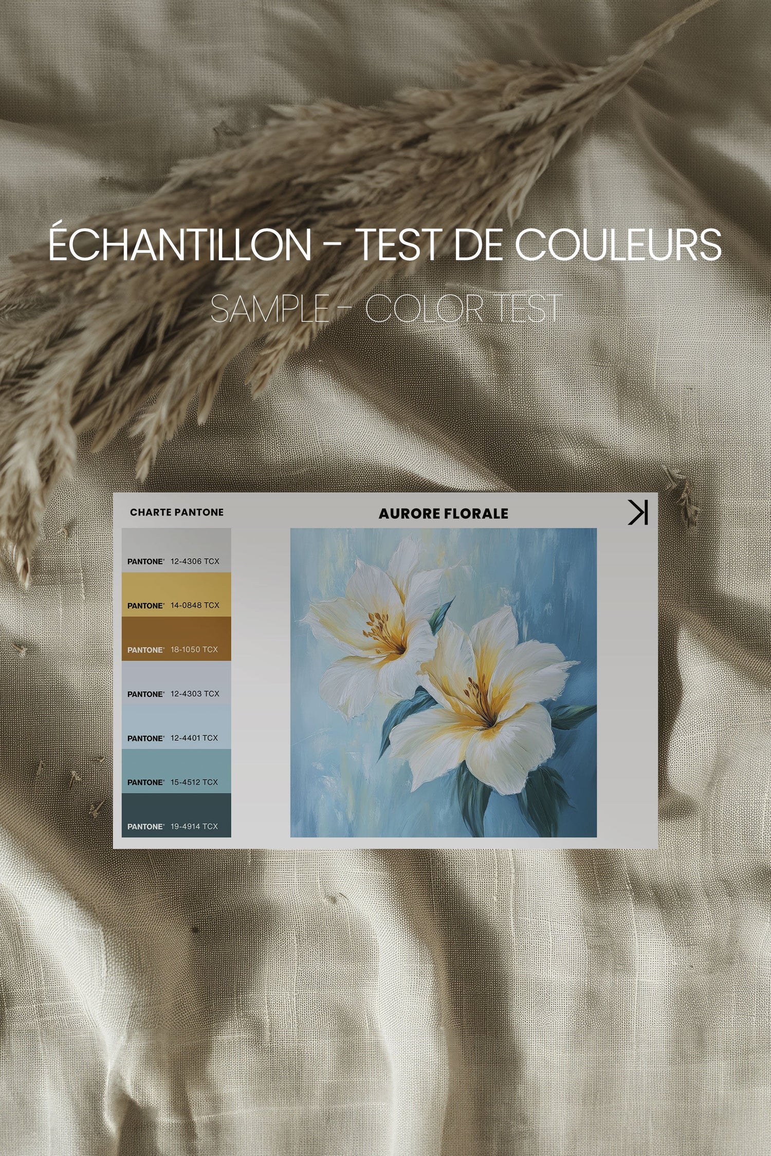 OLEKA CANVAS - AURORE FLORALE, Oeuvre sur toile étirée, encadré Blanc